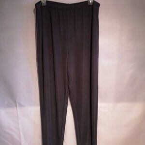 Susan Graver Essentials Ladies Loose Fit Dark Grey Elastic Waist Pants